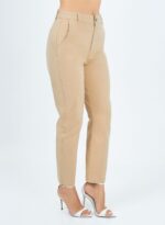 Calça De Sarja Algodão Cropped Bolso Faca