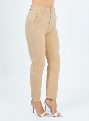 Calça De Sarja Algodão Cropped Bolso Faca