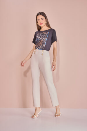 Blusa Composê em Estampa de Folhagens