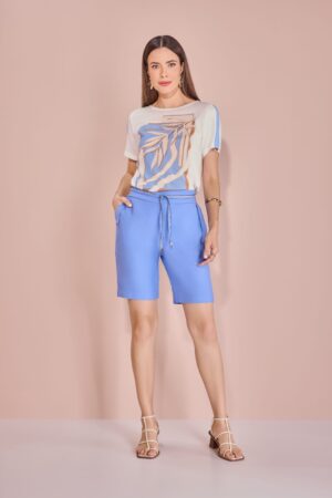 Blusa Estampada em Folhas Composê em Crepe com Viscolinho