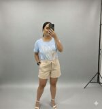 Short Mom em Sarja com Cadarço REF:222514