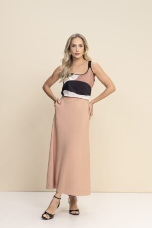 Blusa de Alça Fina Composê em Crepe e Viscolinho REF:174720