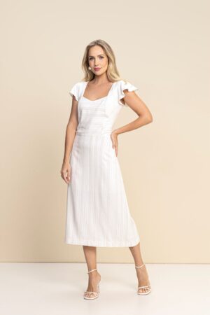 Vestido Midi Listrado em Viscolinho REF:033413