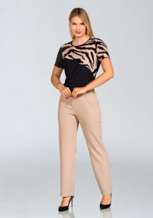Blusa Composê em Crepe e Viscomalha Animal Print Ref: 174747