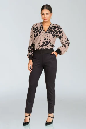 Blusa Acetinada Animal Print Transpassada REF:174767