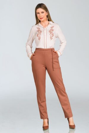 Camisa Feminina em Viscolinho Manga Longa com Bordado REF: 600254
