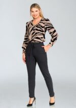 Blusa em Crepe com Listras Orgânicas Manga Longa e Punho com Elástico REF:174755