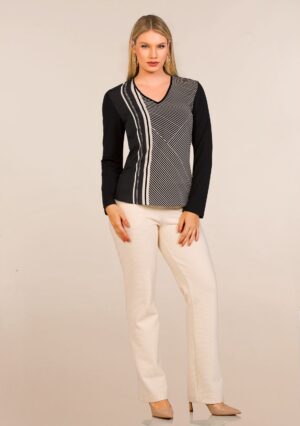 Blusa Composê em Viscomalha Acetinada com Estampa Abstrata REF:174765
