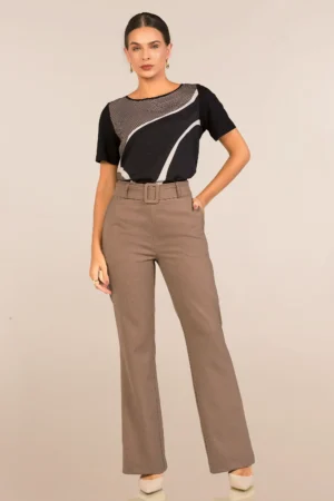Blusa Composê em Crepe e Viscomalha Bicolor com Listras REF: 174748