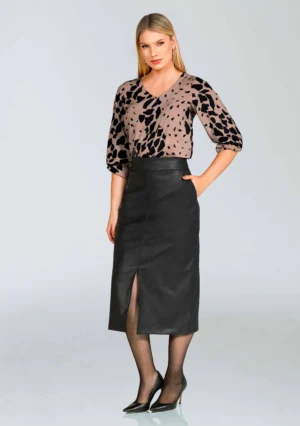 Blusa em Crepe Estampa Abstrata Manga 7/8 REF:174756