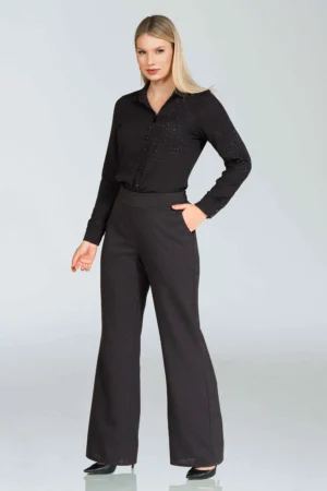 Camisa Feminina em Viscolinho com Hot Fix Manga Longa REF:600258