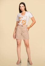 T-Shirt em Viscomalha Estampada com Flores e Canutilhos REF:184752