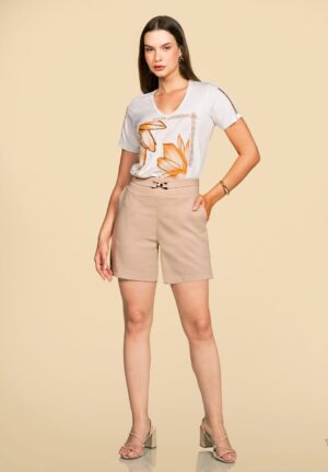 T-Shirt em Viscomalha Estampada com Flores e Canutilhos REF:184752